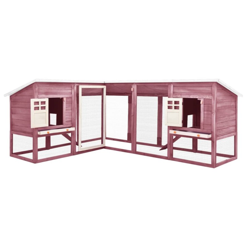 vidaXL Conejera de exterior con corredor madera de abeto moca y blanco vidaXL Conejera de exterior con corredor madera de abeto moca y blanco