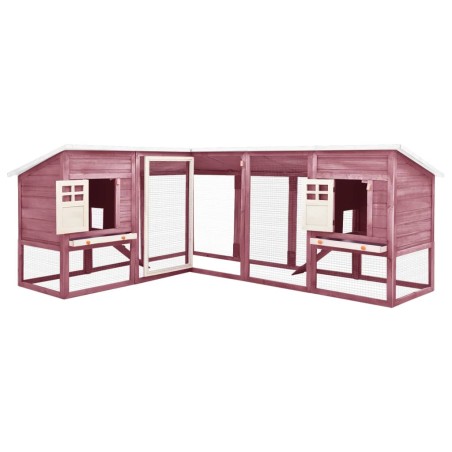 vidaXL Conejera de exterior con corredor madera de abeto moca y blanco