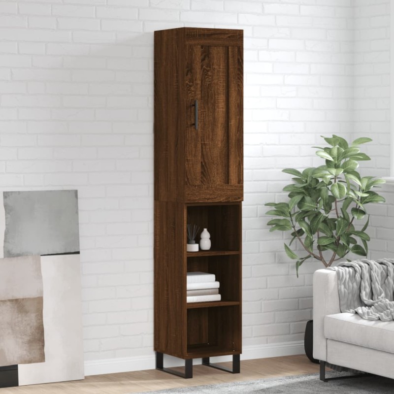 vidaXL Aparador alto madera contrachapada roble marrón 34,5x34x180 cm vidaXL Aparador alto madera contrachapada roble marrón 34,5x34x180 cm
