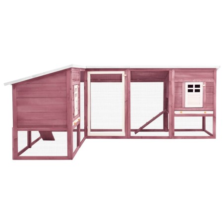 vidaXL Conejera de exterior con corredor madera de abeto moca y blanco