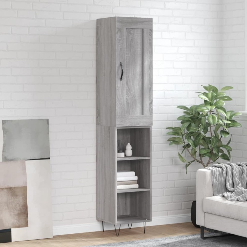 vidaXL Aparador alto madera contrachapada gris Sonoma 34,5x34x180 cm vidaXL Aparador alto madera contrachapada gris Sonoma 34,5x34x180 cm