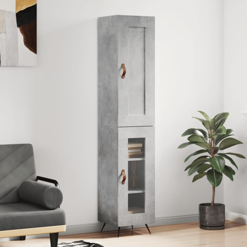 vidaXL Aparador de madera contrachapada gris hormigón 34,5x34x180 cm vidaXL Aparador de madera contrachapada gris hormigón 34,5x34x180 cm