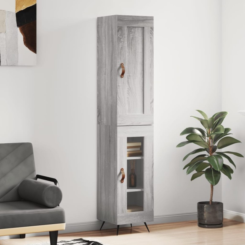 vidaXL Aparador alto madera contrachapada gris Sonoma 34,5x34x180 cm vidaXL Aparador alto madera contrachapada gris Sonoma 34,5x34x180 cm