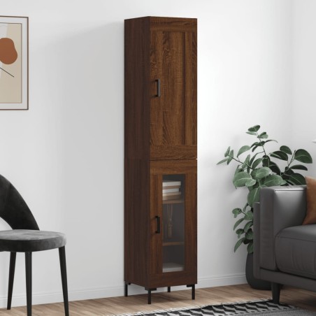 vidaXL Aparador alto madera contrachapada roble marrón 34,5x34x180 cm