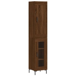 vidaXL Aparador alto madera contrachapada roble marrón 34,5x34x180 cm