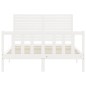 vidaXL Estructura cama de matrimonio con cabecero madera maciza blanco vidaXL Estructura cama de matrimonio con cabecero madera maciza blanco