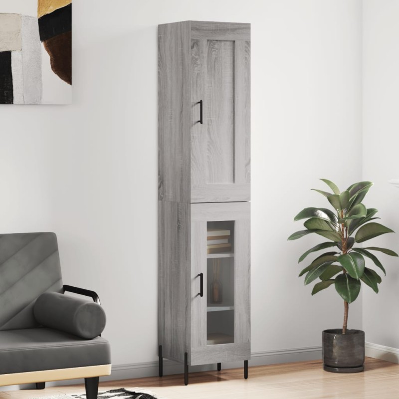 vidaXL Aparador alto madera contrachapada gris Sonoma 34,5x34x180 cm vidaXL Aparador alto madera contrachapada gris Sonoma 34,5x34x180 cm