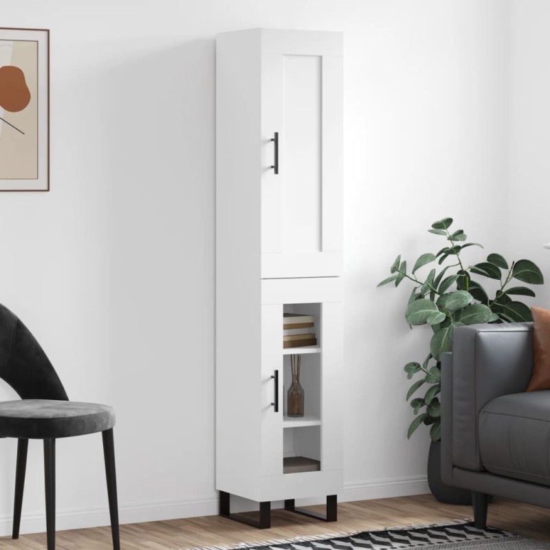 vidaXL Aparador alto madera contrachapada blanco 34,5x34x180 cm vidaXL Aparador alto madera contrachapada blanco 34,5x34x180 cm