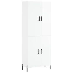 vidaXL Aparador alto madera contrachapada blanco brillo 69,5x34x180 cm
