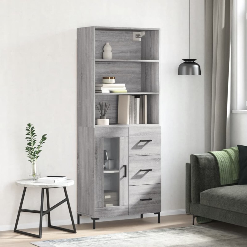 vidaXL Aparador alto madera contrachapada gris sonoma 69,5x34x180 cm vidaXL Aparador alto madera contrachapada gris sonoma 69,5x34x180 cm
