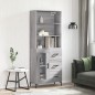 vidaXL Aparador alto madera contrachapada gris sonoma 69,5x34x180 cm vidaXL Aparador alto madera contrachapada gris sonoma 69,5x34x180 cm