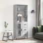 vidaXL Aparador alto madera contrachapada gris hormigón 69,5x34x180 cm vidaXL Aparador alto madera contrachapada gris hormigón 69,5x34x180 cm