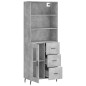vidaXL Aparador alto madera contrachapada gris hormigón 69,5x34x180 cm vidaXL Aparador alto madera contrachapada gris hormigón 69,5x34x180 cm
