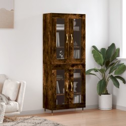 vidaXL Aparador alto madera contrachapada roble ahumado 69,5x34x180 cm