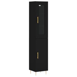 vidaXL Aparador de madera contrachapada negro 34,5x34x180 cm