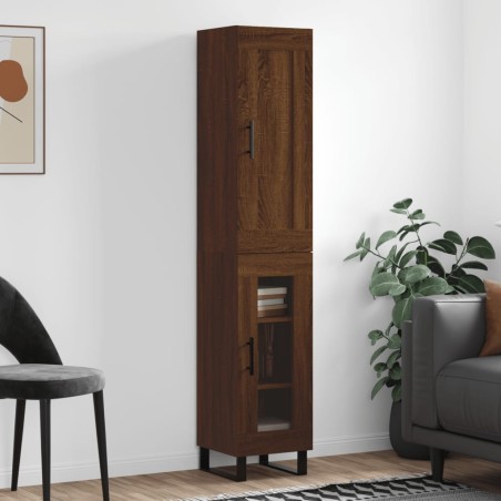 vidaXL Aparador alto madera contrachapada roble marrón 34,5x34x180 cm