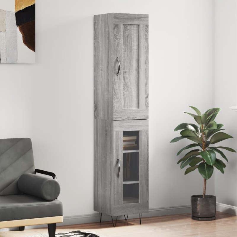 vidaXL Aparador alto madera contrachapada gris Sonoma 34,5x34x180 cm vidaXL Aparador alto madera contrachapada gris Sonoma 34,5x34x180 cm