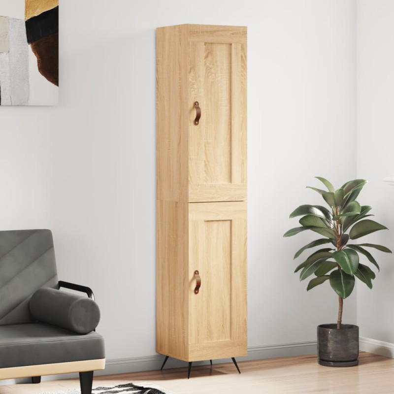 vidaXL Aparador de madera contrachapada roble Sonoma 34,5x34x180 cm vidaXL Aparador de madera contrachapada roble Sonoma 34,5x34x180 cm