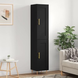vidaXL Aparador de madera contrachapada negro 34,5x34x180 cm