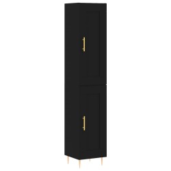 vidaXL Aparador de madera contrachapada negro 34,5x34x180 cm
