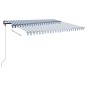 vidaXL Toldo manual retráctil con postes azul y blanco 4x3 m vidaXL Toldo manual retráctil con postes azul y blanco 4x3 m