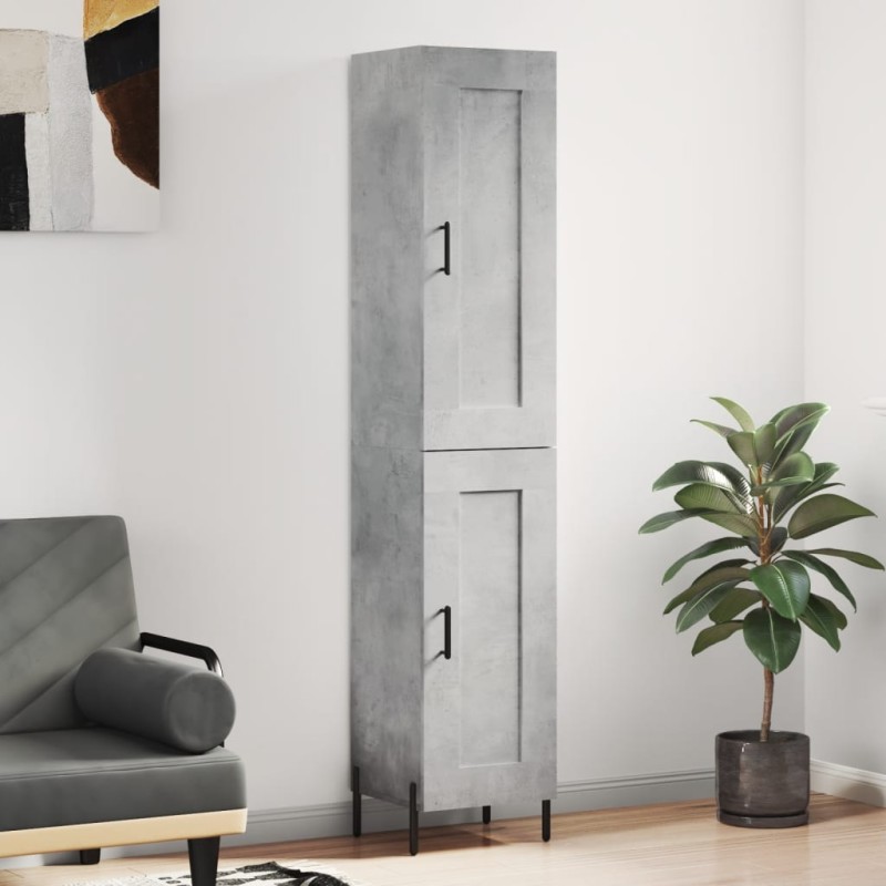 vidaXL Aparador de madera contrachapada gris hormigón 34,5x34x180 cm vidaXL Aparador de madera contrachapada gris hormigón 34,5x34x180 cm