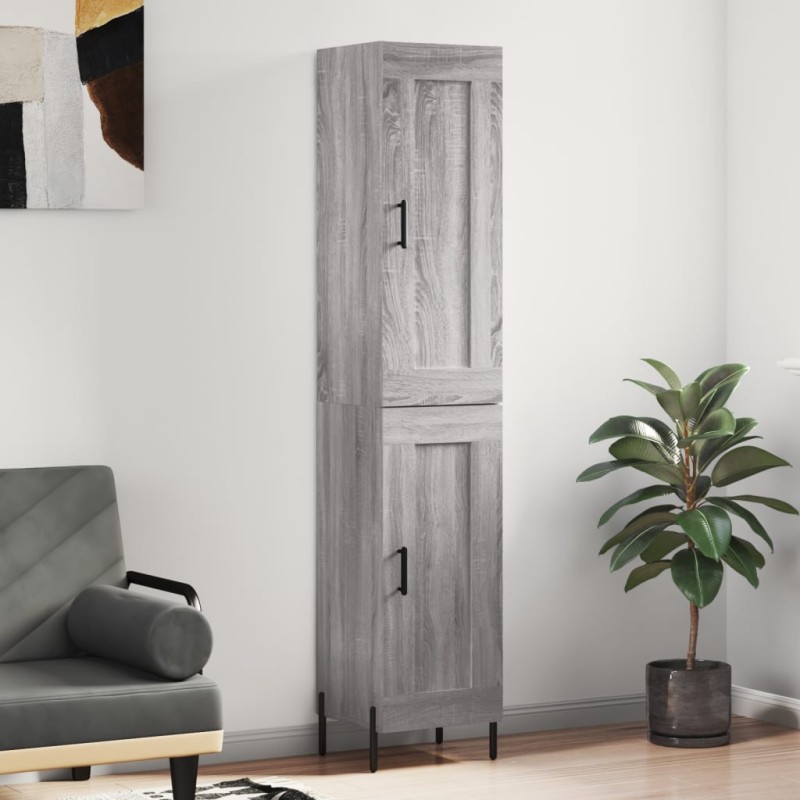 vidaXL Aparador alto madera contrachapada gris Sonoma 34,5x34x180 cm vidaXL Aparador alto madera contrachapada gris Sonoma 34,5x34x180 cm