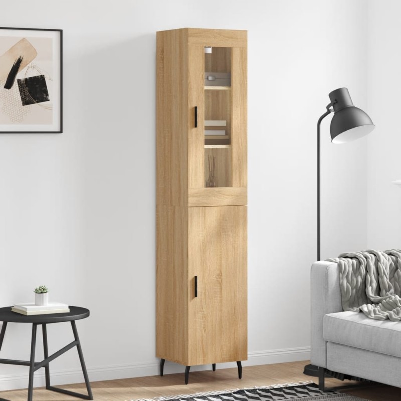 vidaXL Aparador de madera contrachapada roble Sonoma 34,5x34x180 cm vidaXL Aparador de madera contrachapada roble Sonoma 34,5x34x180 cm