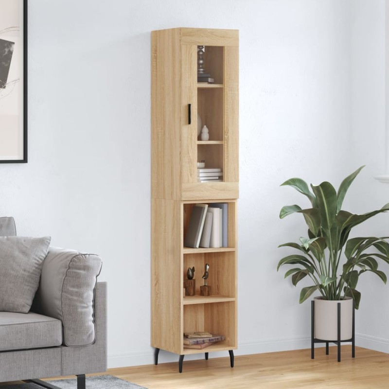 vidaXL Aparador de madera contrachapada roble Sonoma 34,5x34x180 cm vidaXL Aparador de madera contrachapada roble Sonoma 34,5x34x180 cm