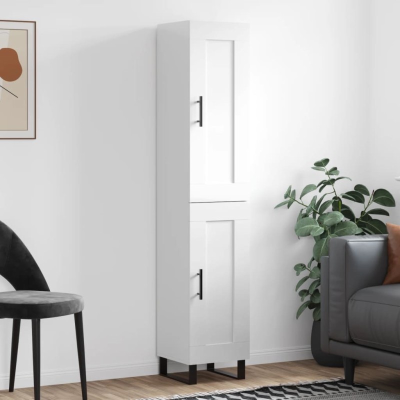 vidaXL Aparador alto madera contrachapada blanco brillo 34,5x34x180 cm vidaXL Aparador alto madera contrachapada blanco brillo 34,5x34x180 cm