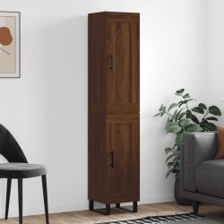 vidaXL Aparador alto madera contrachapada roble marrón 34,5x34x180 cm