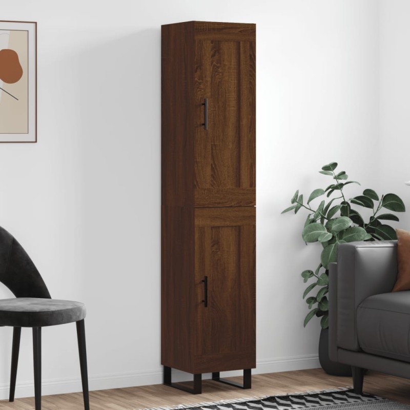 vidaXL Aparador alto madera contrachapada roble marrón 34,5x34x180 cm