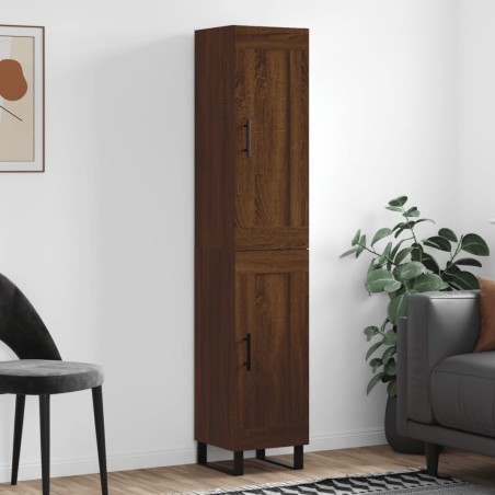 vidaXL Aparador alto madera contrachapada roble marrón 34,5x34x180 cm