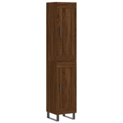 vidaXL Aparador alto madera contrachapada roble marrón 34,5x34x180 cm