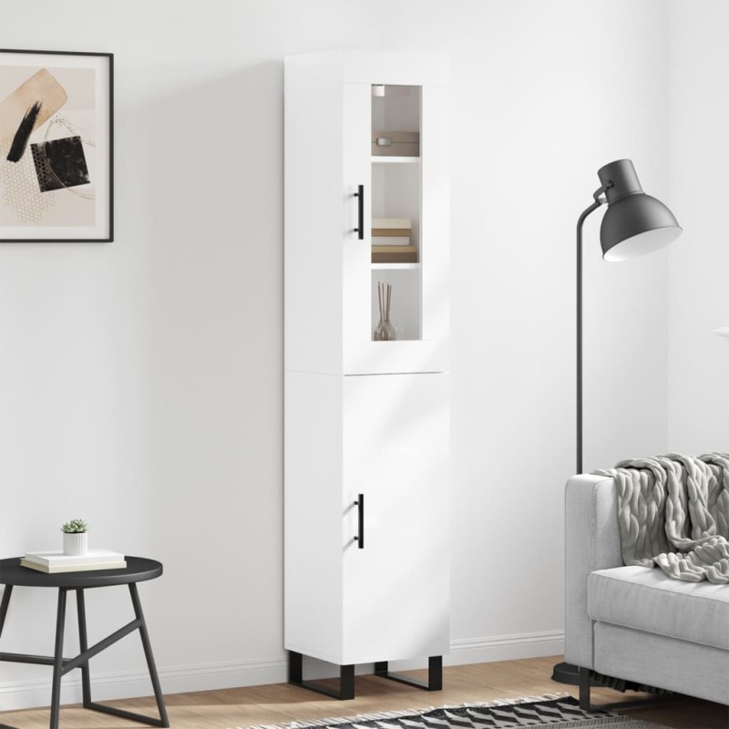 vidaXL Aparador alto madera contrachapada blanco brillo 34,5x34x180 cm vidaXL Aparador alto madera contrachapada blanco brillo 34,5x34x180 cm