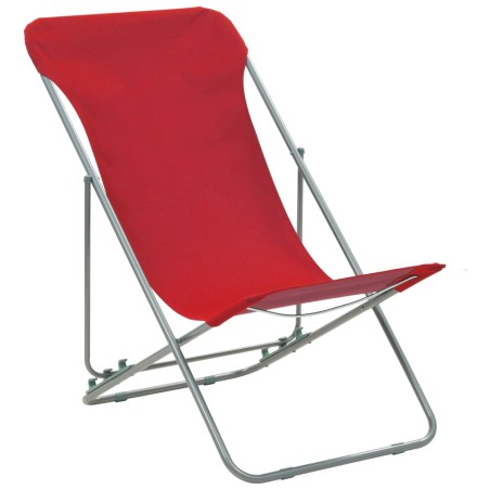 vidaXL Sillas de playa plegables 2 unidades acero y tela oxford roja
