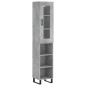 vidaXL Aparador de madera contrachapada gris hormigón 34,5x34x180 cm vidaXL Aparador de madera contrachapada gris hormigón 34,5x34x180 cm