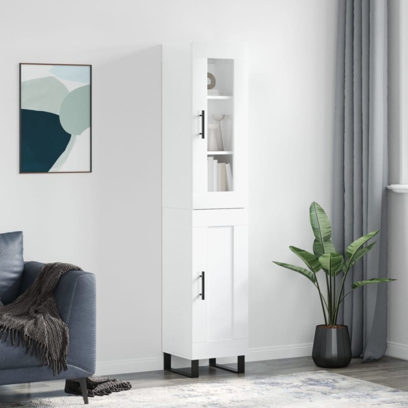 vidaXL Aparador alto madera contrachapada blanco brillo 34,5x34x180 cm vidaXL Aparador alto madera contrachapada blanco brillo 34,5x34x180 cm