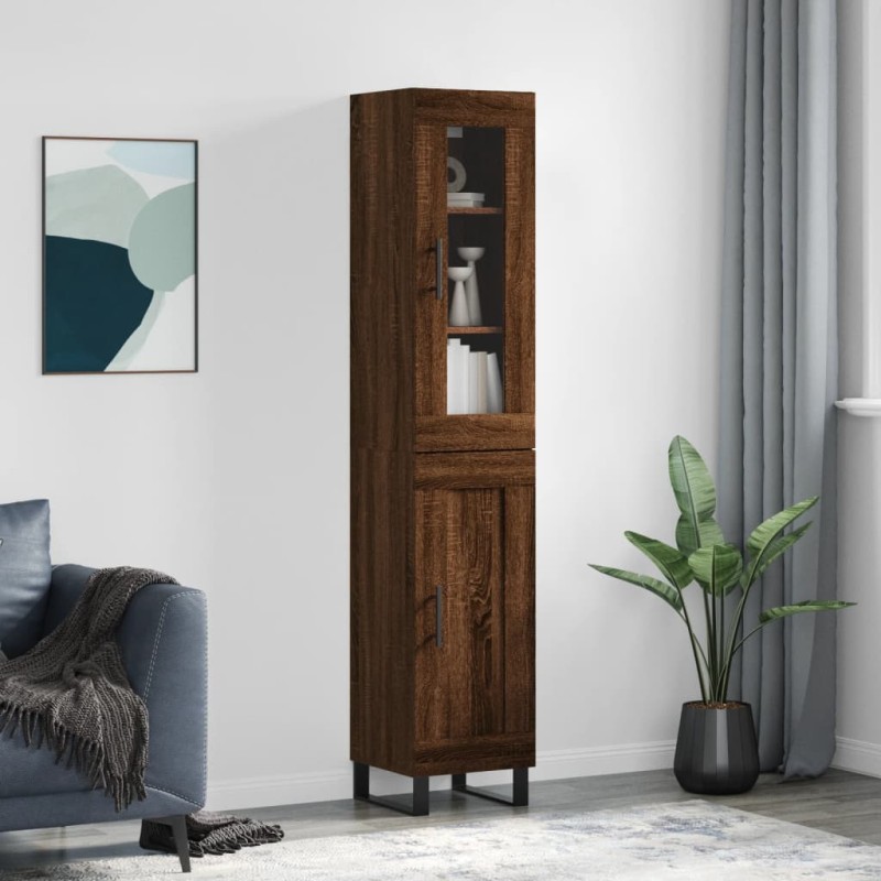 vidaXL Aparador alto madera contrachapada roble marrón 34,5x34x180 cm vidaXL Aparador alto madera contrachapada roble marrón 34,5x34x180 cm