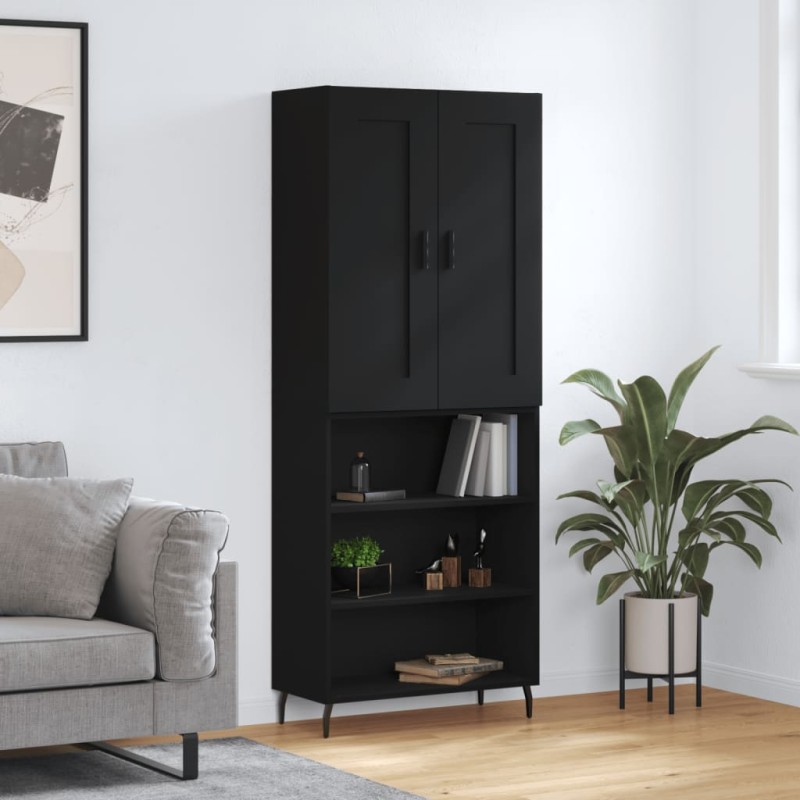 vidaXL Aparador alto madera contrachapada negro 69,5x34x180 cm vidaXL Aparador alto madera contrachapada negro 69,5x34x180 cm