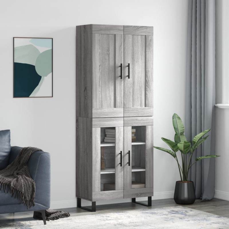vidaXL Aparador alto madera contrachapada gris sonoma 69,5x34x180 cm vidaXL Aparador alto madera contrachapada gris sonoma 69,5x34x180 cm