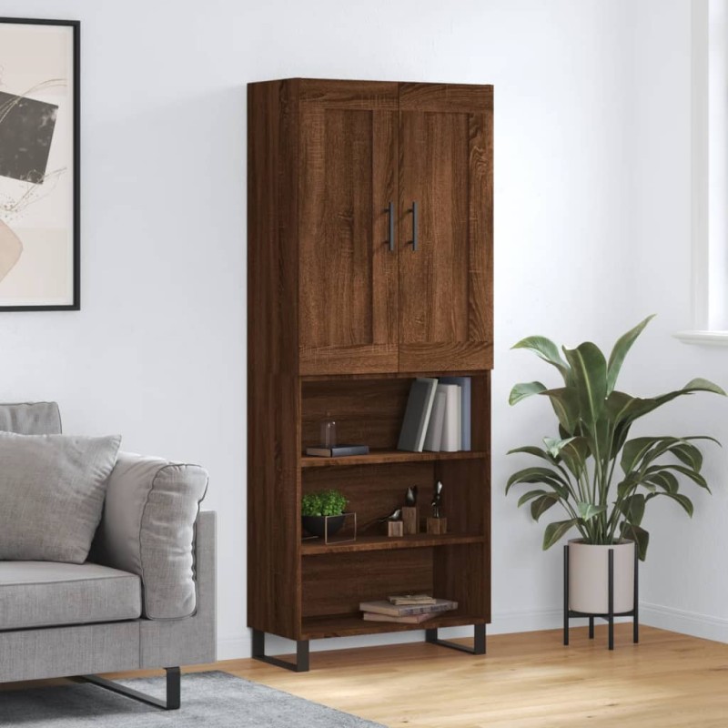 vidaXL Aparador alto madera contrachapada marrón roble 69,5x34x180 cm vidaXL Aparador alto madera contrachapada marrón roble 69,5x34x180 cm