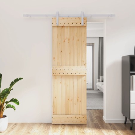 vidaXL Puerta corredera con herrajes madera maciza de pino 70x210 cm