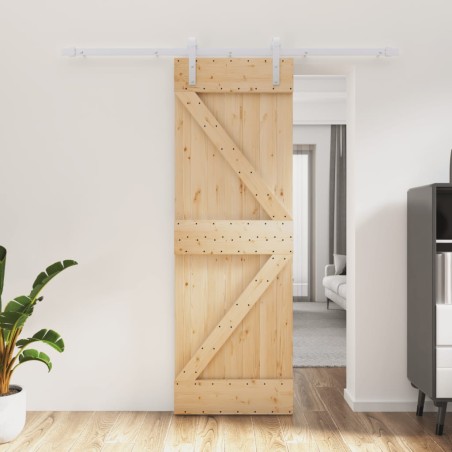 vidaXL Puerta corredera con herrajes madera maciza de pino 70x210 cm