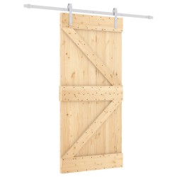 vidaXL Puerta corredera con herrajes madera maciza de pino 95x210 cm