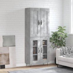 vidaXL Aparador alto madera contrachapada gris hormigón 69,5x34x180 cm