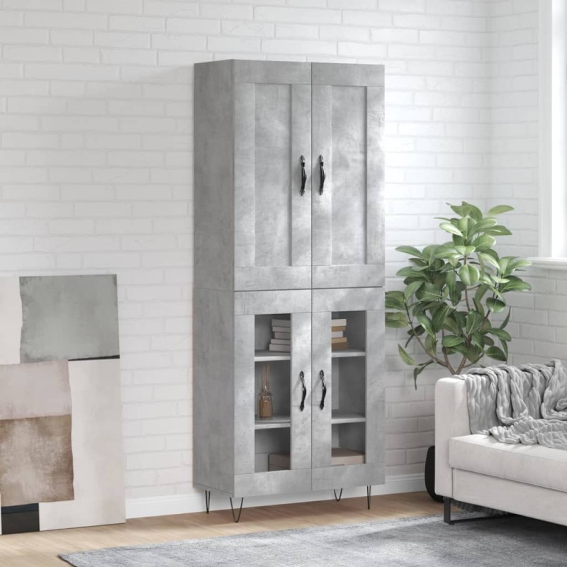 vidaXL Aparador alto madera contrachapada gris hormigón 69,5x34x180 cm vidaXL Aparador alto madera contrachapada gris hormigón 69,5x34x180 cm