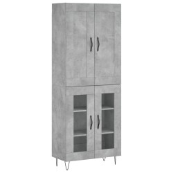 vidaXL Aparador alto madera contrachapada gris hormigón 69,5x34x180 cm