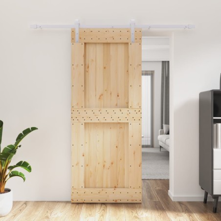 vidaXL Puerta corredera con herrajes madera maciza de pino 85x210 cm