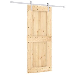 vidaXL Puerta corredera con herrajes madera maciza de pino 85x210 cm